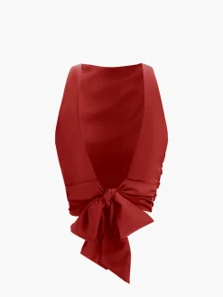 COMMENSE Cowl Neck Ruched Open Back Crop Top* Crop Tops|Tank Tops & Camis