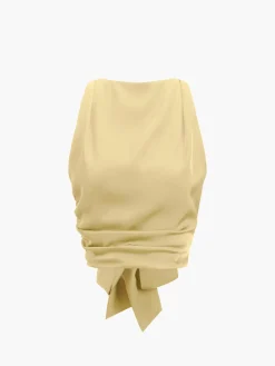 COMMENSE Cowl Neck Ruched Open Back Crop Top* Crop Tops|Tank Tops & Camis