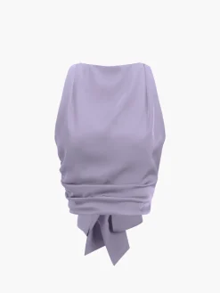 COMMENSE Cowl Neck Ruched Open Back Crop Top* Crop Tops|Tank Tops & Camis