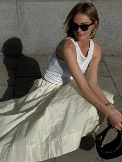 COMMENSE Creamy Leisure Midi Skirt* Skirts|Bottoms