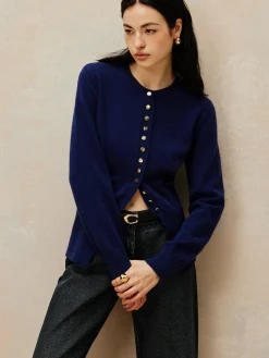 COMMENSE Crew Neck Breasted Jersey Cardigan* Cardigans|Sweaters & Cardigans