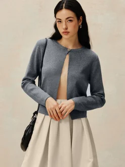 COMMENSE Crew Neck Button Knit Cardigan* Cardigans|Sweaters & Cardigans