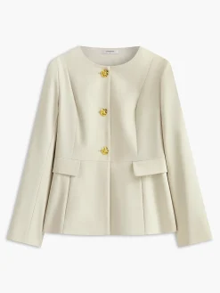 COMMENSE Crew Neck Camellia-Button Blazer* Blazers|Outerwear