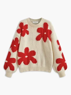 COMMENSE Crew Neck Flower Mechanism Knitting Top* Sweater Tops|Sweaters & Cardigans