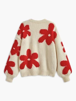 COMMENSE Crew Neck Flower Mechanism Knitting Top* Sweater Tops|Sweaters & Cardigans