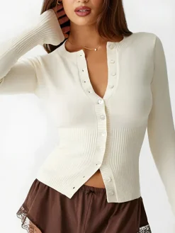 COMMENSE Crew Neck Long Sleeve Cardigan* Cardigans|Sweaters & Cardigans