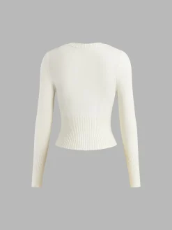COMMENSE Crew Neck Long Sleeve Cardigan* Cardigans|Sweaters & Cardigans