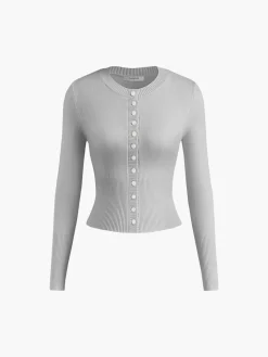 COMMENSE Crew Neck Long Sleeve Cardigan* Cardigans|Sweaters & Cardigans