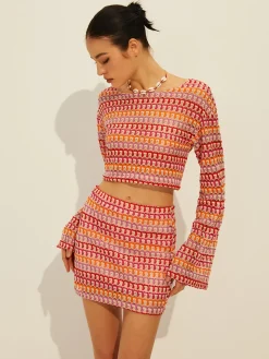 COMMENSE Crew Neck Long Sleeve Skirt Set* Skirt Sets|Long Sleeve Sets