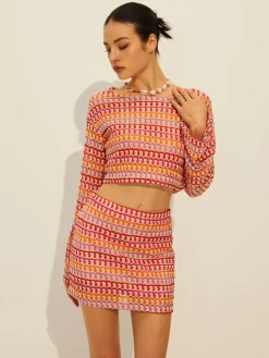 COMMENSE Crew Neck Long Sleeve Skirt Set* Skirt Sets|Long Sleeve Sets