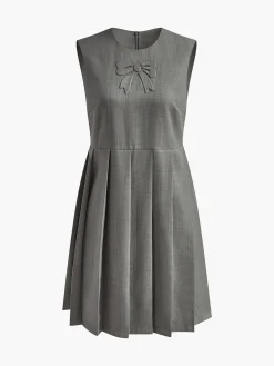 COMMENSE Crew Neck Panel Pleated Tank Dress* Casual Dresses|Short Dresses