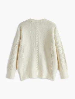 COMMENSE Crew Neck Plain Cable Sweater* Sweater Tops|Sweaters & Cardigans