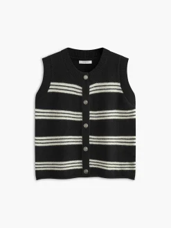 COMMENSE Crew Neck Striped Sweater Vest* Sweater Vests|Sweaters & Cardigans