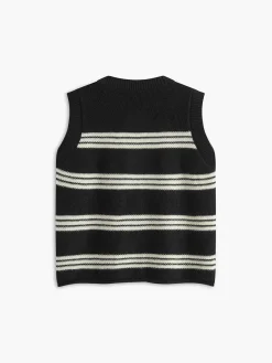 COMMENSE Crew Neck Striped Sweater Vest* Sweater Vests|Sweaters & Cardigans