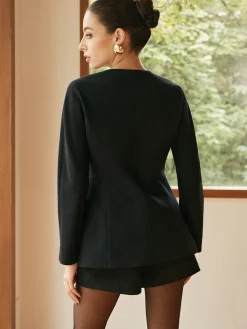 COMMENSE Crew Neck Zipper Blazer* Outerwear|Blazers
