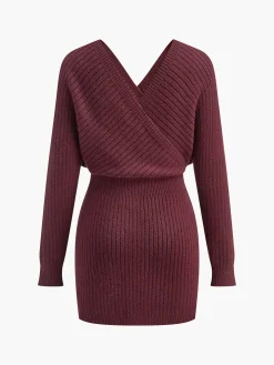 COMMENSE Criss Cross Cinched Sweater Dress* Sweater Dresses|Vacation Dresses