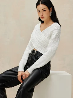 COMMENSE Criss Cross Crop Knit Top* Sweater Tops|Sweaters & Cardigans