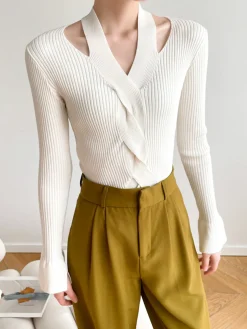 COMMENSE Criss Cross Halter Sweater* Sweater Tops|Sweaters & Cardigans