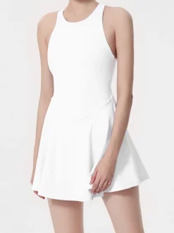 COMMENSE Criss Cross Jersey Active Dress* White Dresses|Activewear