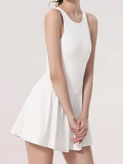 COMMENSE Criss Cross Jersey Active Dress* White Dresses|Activewear