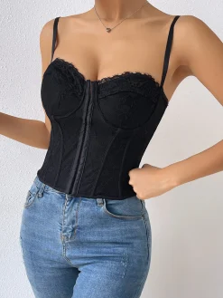 COMMENSE Criss Cross Lace Cami Top* Tank Tops & Camis