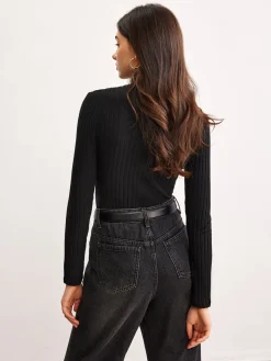 COMMENSE Criss Cross Neck Ribbed Top* T-shirts|Tops