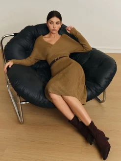 COMMENSE Criss Cross Sweater Dress Without Belt* Sweater Dresses|Vacation Dresses