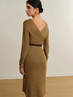 COMMENSE Criss Cross Sweater Dress Without Belt* Sweater Dresses|Vacation Dresses
