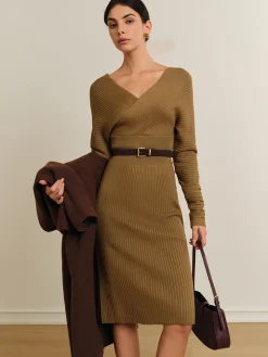 COMMENSE Criss Cross Sweater Dress Without Belt* Sweater Dresses|Vacation Dresses