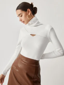 COMMENSE Criss Cross Turtleneck Long Sleeve Knit Top* Sweater Tops|Sweaters & Cardigans