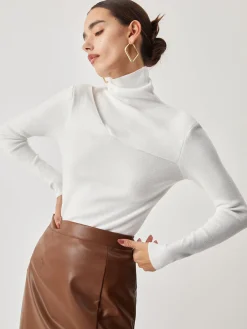 COMMENSE Criss Cross Turtleneck Long Sleeve Knit Top* Sweater Tops|Sweaters & Cardigans