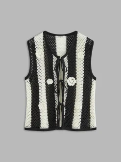 COMMENSE Crochet Flower Hollow Sweater Vest* Sweater Vests|Sweaters & Cardigans