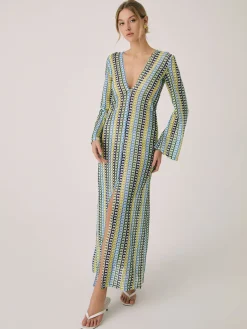 COMMENSE Crochet Vacation Split Long Dress* Vacation Dresses|Summer Dresses