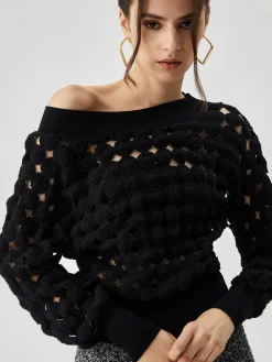 COMMENSE Crocheted Circle Hollow Off Shoulder Blouse* Blouses & Shirts|Tops