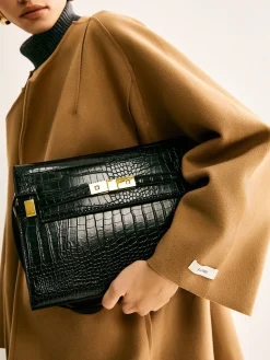 COMMENSE Crocodile Embossed Shoulder Tofu Bag* Bags|Accessories