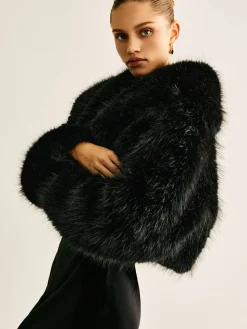 COMMENSE Crop Faux Fur Warm Coat* Outerwear|Crop Tops