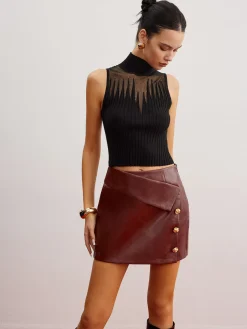 COMMENSE Crop Sheer Panel Sweater Vest* Sweater Vests|Sweaters & Cardigans