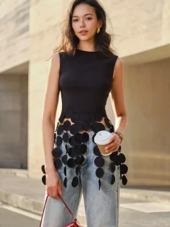 COMMENSE Crop Tassel Tank Top* Crop Tops|Tank Tops & Camis