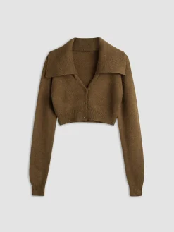 COMMENSE Cropped Cardigan with Collar* Cardigans|Sweaters & Cardigans