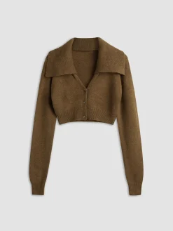 COMMENSE Cropped Cardigan with Collar* Cardigans|Sweaters & Cardigans
