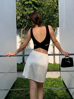 COMMENSE Cross Back Crop Tank Top* Crop Tops|Tank Tops & Camis