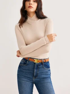 COMMENSE Cross Cross Neck Slim Jersey Top* T-shirts|Tops