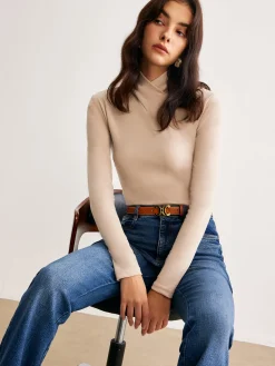 COMMENSE Cross Cross Neck Slim Jersey Top* T-shirts|Tops