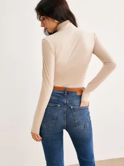 COMMENSE Cross Cross Neck Slim Jersey Top* T-shirts|Tops