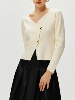 COMMENSE Cross Design Button Jersey Cardigan* Cardigans|Sweaters & Cardigans