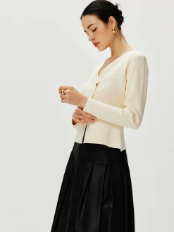 COMMENSE Cross Design Button Jersey Cardigan* Cardigans|Sweaters & Cardigans