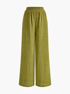 COMMENSE Cross Halter Plisse Pants Set* Pants Sets|Matching Sets