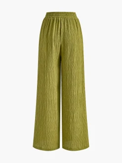 COMMENSE Cross Halter Plisse Pants Set* Pants Sets|Matching Sets