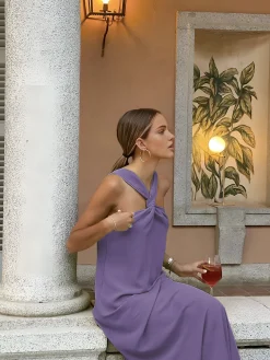COMMENSE Cross Halter Split Long Dress* Casual Dresses|Vacation Dresses