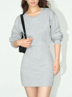 COMMENSE Cutout Backless Long Sleeve Dress* White Dresses|Casual Dresses